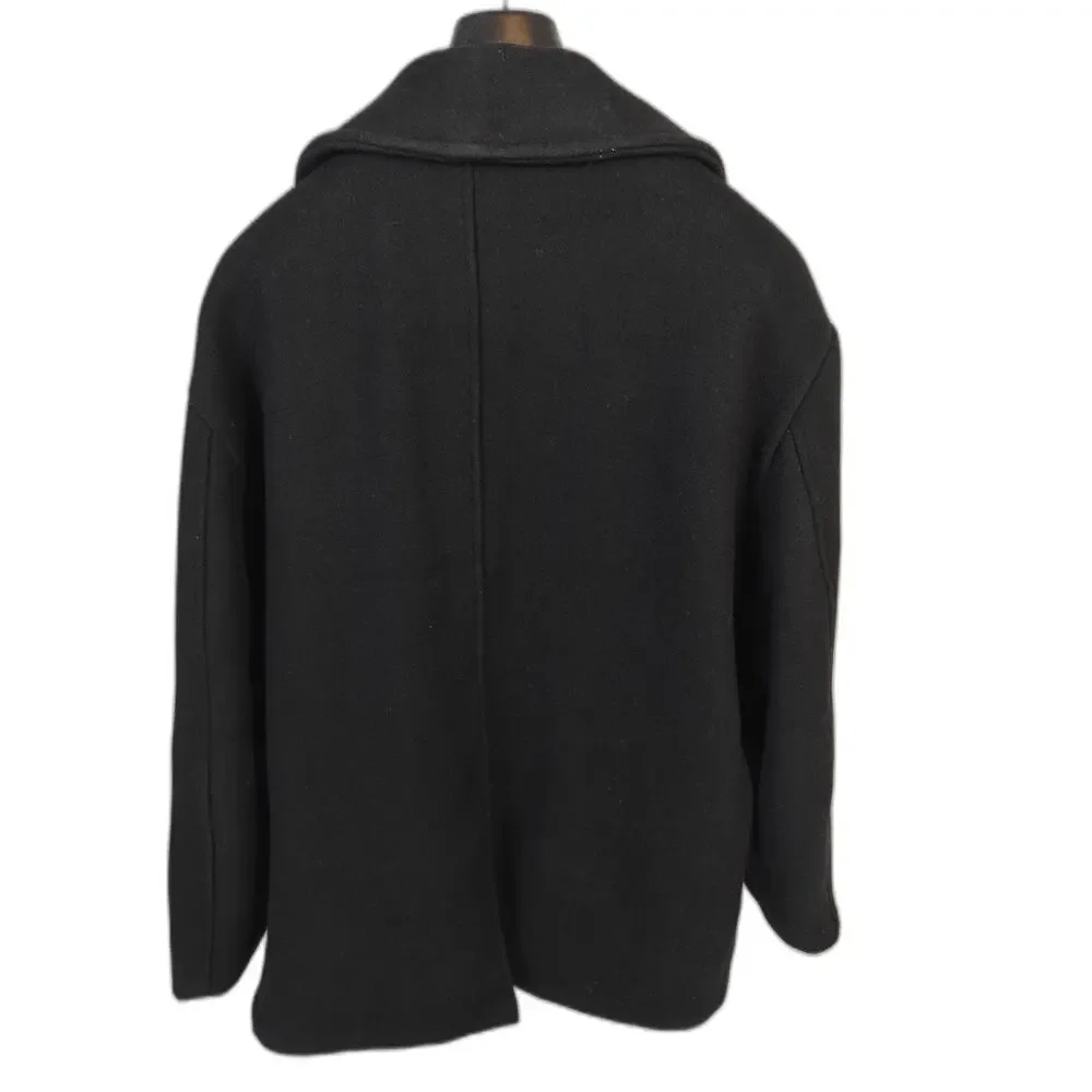Koman Sport U.S. 760N Men's Black Wool Blend Peacoat Jacket XL Double Breasted